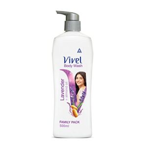 Vivel Exfoliating Body Wash, Lavender & Almond Oil Shower Gel Creme, Fragrant & Moisturising, For soft and smooth skin, High Foaming Formula, 500 ml Pump, For Women and Men