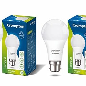 Crompton Dyna Ray 9W Round B22 LED Cool Day Light Pack of 2