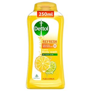 Dettol Body Wash and Shower Gel for Women and Men, Refresh – 250ml | Soap-Free Bodywash | 12h Odour Protection