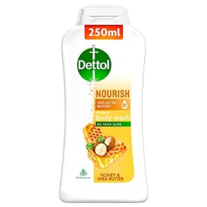 Dettol Body Wash and Shower Gel for Women and Men, Nourish -250ml each | Soap -Free Bodywash | 8h Moisturization