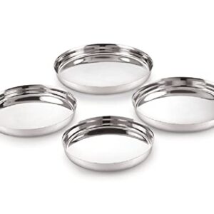 Neelam Stainless Steel 13 (22g) Guj. Sada Thali, 27 cm, 12-Piece, Silver