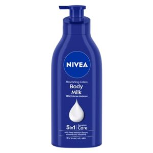 NIVEA Nourishing Body Milk 600ml Body Lotion | 48 H Moisturization | With 2X Almond Oil | Smooth and Healthy Looking Skin |For Very Dry Skin