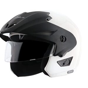 Vega Cruiser ISI Certified Lightweight & Compact with Peak Open Face Helmet for Men and Women with Clear Visor(White, Size:M)