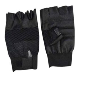 Spanco Black Color Leather Gym Gloves for Weight Lifting and Exercise for Men Gym & Fitness Gloves