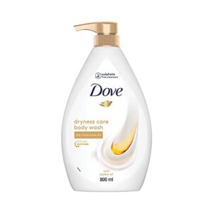 Dove Dryness Care Bodywash infused with Jojoba Oil to deeply nourish your skin, 100% gentle cleansers, paraben free/sulphate free cleansers, 100% plant- based moisturisers, 800ml