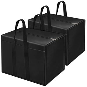 Storite 2 Pack Nylon 85 L Moisture Proof Multi-Purpose Storage Bag/Clothing Storage Organizer/Toy Storage/Stationery Paper Storage Bag with Zipper Closure and Strong Handle (Black,57×36.8 x40.5 cm)