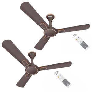 Havells Bianca Decorative BLDC 1200mm Energy Saving with Remote Control 5 Star Ceiling Fan (Espresso Brown, Pack of 2)