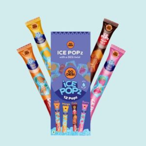 GO DESi ICE Popz: 12-Pack Assorted 4 Flavours Fruit Ice Popsicles | Ice Pops (70ml Each) – Masala Cola, Mango, Very Berry, Tangy Imli Flavors