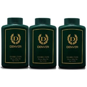 DENVER Hamilton Premium Body Talc – 100GM Each (Pack of 3) | Scented Talcum Powder For Men