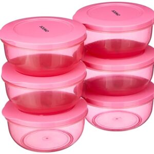 Amazon Brand – Solimo Polypropylene Nestable Round Container 600 Ml Set Of 6, Pink