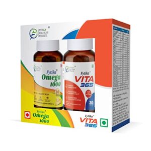 Fytika Vita 365 & FYTIKA Omega 3 Fish Oil 1000mg Combo Pack | Multivitamin for men and women with Antioxidant & herbs blend for Energy, Stamina & Immunity & Omega 3 Maintains Bone & Joint Health, Protect Heart & Blood Vessels, Fatty Acid Capsule enriched with EPA 360mg + DHA 240mg & Other Omega3 Fatty Acids (30 Tablets and 30 Capsules)