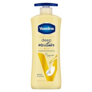 Vaseline Intensive Care, Deep Moisture Nourishing Body Lotion, 600ml, for Radiant, Glowing Skin, with Glycerin, Non-Sticky, Fast Absorbing, Daily Moisturizer for Dry, Rough Skin, For Men & Women