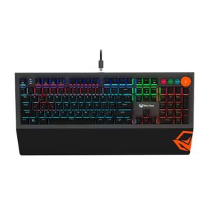 MEETION MT-MK500 Mechanical Wired Gaming Keyboard, Full Anti-ghosting Keys, Detachable Palmrest, Frosted Metal Upper Cover, 14 RGB Lights Mode, OUTEMU Blue Switches, Double Color Injection Keycaps