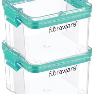 Floraware Food Safe Plastic Multiuse Square Lock & Lock Airtight Container,Multipurpose Jar, Grocery Container, BPA Free, 400 ML (Set 2, Blue)