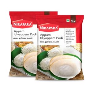 Nirapara Appam Idiyappam Powder| Incredible South Indian Breakfast| Ideal for making Appam & Puttu| Lumpfree Perfect Texture & Softness| No Added Preservatives and Colour| Hygienically Packed| 1Kg x 2| 2Kg