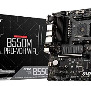 MSI Mb5033 B550M Pro-Vdh WiFi Ryzen 5000 Series (Am4) Compatible, M.2 Heatsink, Wi-Fi Function, Microatx DDR4 Motherboard [AMD B550 Equipped]