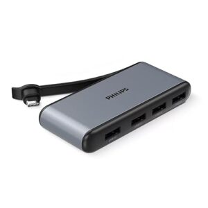 PHILIPS 4 in 1 Type C USB HUB with USB C to 4 x USB A Type C Port Devices