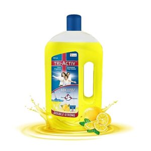 Tri-Activ Double Strong Disinfectant Floor Cleaner | Half Cap Only | 10X Cleaning with 99.9% Germ kill | Citrus Fragrance – 1000 ml x Pack of 1