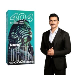 BOLD CARE 404 Super Nano Thin Condoms For Men | 50 Microns | 10 Units | Intense Fit with a Barely There Feel | With Disposable Pouches