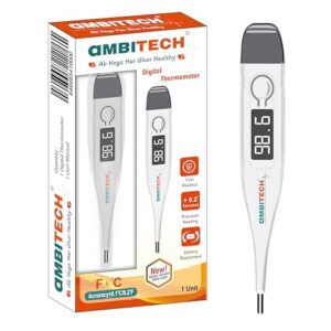 AmbiTech PHX-01 Digital Thermometer with One Touch Operation For Child and Adult Oral or Underarm Use |Made in India|1 Year Warranty