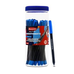 Reynolds SMOOTHMATE 20 CT JAR, BLUE I Lightweight Ball Pen With Comfortable Grip for Extra Smooth Writing I School and Office Stationery | 0.7mm Tip Size