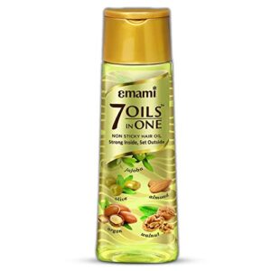 Emami 7 Oils In One Non Sticky & Non Greasy Hair Oil, 20 Times Stronger Hair, Nourishes Scalp With Goodness of Almond Oil, Coconut Oil, Argan Oil & Amla Oil, 500ml