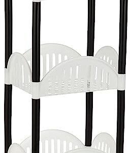 Amazon Brand – Solimo Three-Tier Multipurpose Plastic Rack for Kitchen, Living Room, Bathroom (Convex, Black and White)