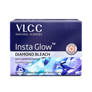 VLCC Insta Glow Diamond Bleach – 60g | With Diamond Powder For Sparkling Fairness | Skin Brightening Bleach | Minimizes Dark Spots, Reduces Facial Hair Visibility