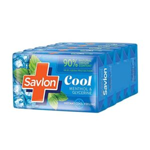 Savlon Cool Soap, with Menthol & Glycerin, 625g (125g – Combo Pack of 5), For All Skin Types