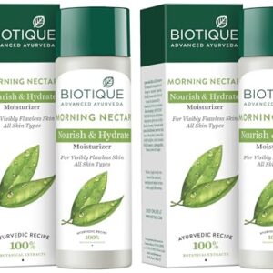 Biotique Morning Nectar Flawless Skin Moisturizer l Prevents Dark spots, Blackheads and Blemishes l Visibly Flawless Skin l Nourishes and Hydrates Skin l All Skin Types l 190ml (Pack of 2)