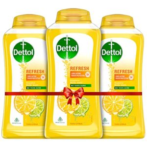 Dettol Body Wash and Shower Gel for Women and Men, Refresh (Pack of 3 – 250ml each) | Soap-Free Bodywash | 12h Complete Odour Protection