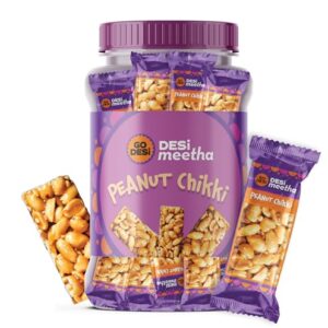 Go Desi Peanut Chikki Bar | No Added Preservatives and Colours | Gajak | Sweets | Gazak | 50 pieces