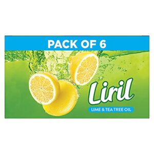 Liril Lemon & Tea Tree Natural Bathing Soap for Body 125 g (Combo Pack of 6) Refreshing Bath Soap Bar for Men & Women – Sulphate Free|| Paraben Free