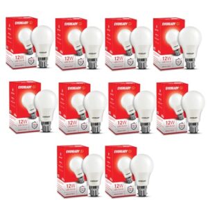 Eveready 12W Led Light Bulb | High Efficiency & Glare-Free Light | 4KV Surge Protection | with Wide Operating Voltage Range | 100 Lumens Per Watt | Cool Day Light (6500K) | Pack of 10 b22d