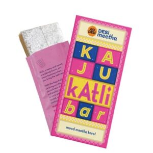 Go DESi Kaju Katli Bar, 2 x 60 g, Cashew Bar, Sweets Indian Mithai Gift, Individually Wrapped, Holi Gift