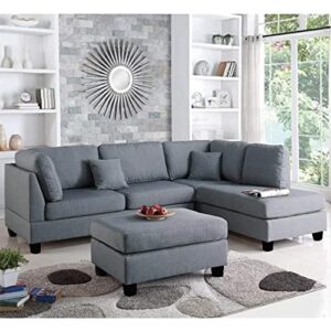 Casacomfort Breyna 6 Seater RHS Fabric L Shape Sofa Set (Grey)