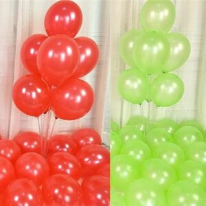 Flyloons Green Red Balloons Pack of 50 for birthday decoration items also suitable for Anniversary, Wedding, Celebration, Party