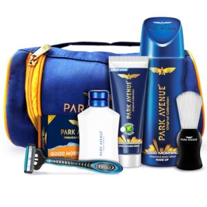 Park Avenue Good Morning Grooming Collection 7 in-1 Combo Grooming Kit for Men | Gift Set for Men | Shaving Kit for Men | Shaving Foam | After Shave | Gift Hamper for Men, Husband, Boyfriend | Free Travel Pouch Inside