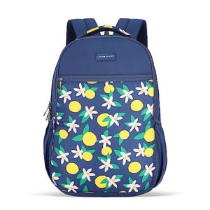 Lavie Sport Lime 26L Floral Printed School Backpack for Girls (Navy)