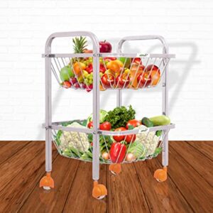 JD FRESH 2 Tier Vegetable Stand for Kitchen Potato & Onion Stand for Kitchen Vegetable Trolley Basket for Storing Fruits & Vegetable, Onion Rack in Kitchen, Stainless Steel Vegetable Stand