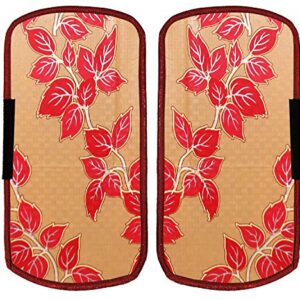 Kuber Industries Leaf Design PVC 2 Pieces Fridge/Refrigerator Handle Cover (Gold & Red) CTKTC33598